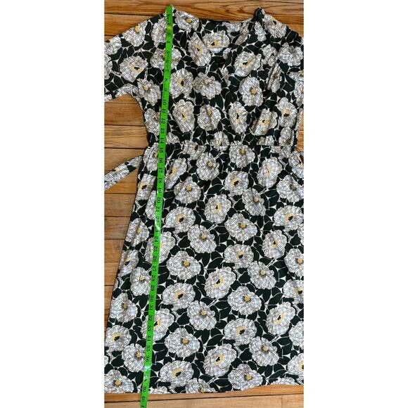 Lands End | Green Floral Cotton Wrap Midi Dress | Size Medium 10-12 - Picture 15 of 15